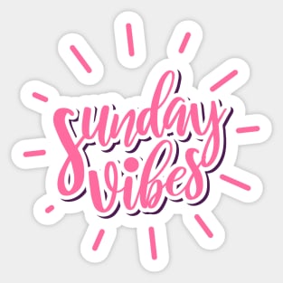 Sunday Vibes Pink Typography - Cool Sticker